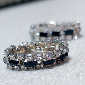 Vintage 1950s Smoky Grey Baguette Hoops MCM Old Hollywood Cocktail Earrings